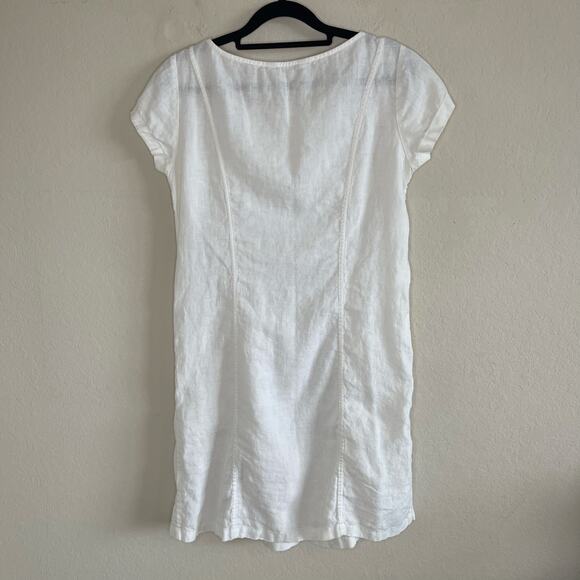 Boden Alberta 100% Linen Dress Capped Sleeves Scalloped Trim White - Size 6P - Picture 9 of 9